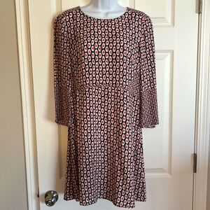 Boden women’s mini dress/tunic viscose, size 8L long, red and navy blue